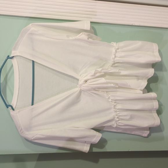 white ruffle blouse with tie front - Picture 2 of 2